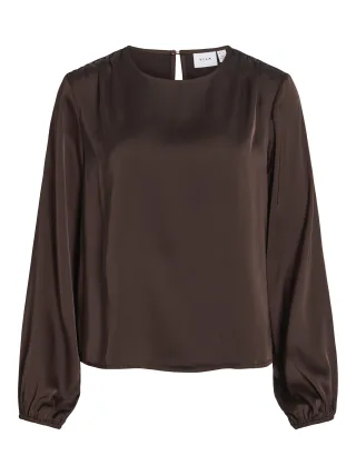 VILA - VIENNA RAVENNA L/S O-NECK TOP Coffee Bean - Gr. - 40