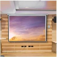 Melko Projektionsleinwand 300X229 Beamerleinwand HDTV Motor inkl. FFB Rolloleinwand (Motor ist sehr leise)