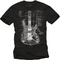 MAKAYA Print-Shirt mit Gitarrenmotiv Herren Musik Geschenke Gitarrenspieler (Schwarz, Blau, Grün, Blaugrau, Grau, Lila, S, M, L, XL, XXL, 3XL, 4XL, 5XL) Baumwolle
