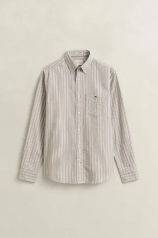 GANT - Classic Oxford-Hemd mit Streifen light taupe - Gr. - L