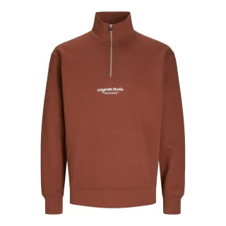 Jack And Jones - "Originals Studio" Sweatshirt für Herren, mit halbem Reißverschluss (Brandy)