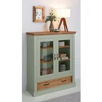 OTTO home Vitrine Selma Highboard aus massivem Kiefernholz, mit Griffen aus antikisiertem Metall