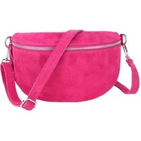 MIRROSI Bauchtasche Damen, Veloursleder, Made in Italy,Umhängetasche, Brusttasche (Schultertasche für jeden Anlass, 28x18x9 cm), Crossbody Bag, Schwarz, gemusterten& verstellbaren Schulterriemen