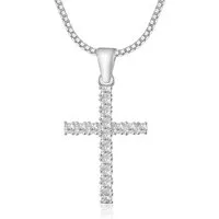 NAHLE Kette mit Anhänger Kleines Kreuz Silberkette Kreuz Kette (inkl. Schmuckbox), 925 Silber / rhodiniert