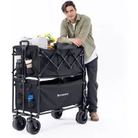 CITYSPORTS Bollerwagen Klappbarer All Terrain 100/150kg faltbar Handwagen für Camping, Strandkarren mit großer Kapazität, für Sport, Einkauf, Camping