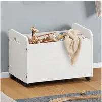 IDIMEX Spielzeugtruhe BENJAMIN (Set), Kinderzimmer Aufbewahrung aus Holz Aufbewahrungsbox mit Rollen weiß