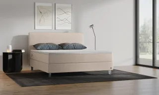 BRUNO Boxspringbett Premium 160x200cm in Beige | Matratzen-Härtegrad: Links H2 / Rechts H3 | mehrfach ausgezeichnet in Design & Qualität