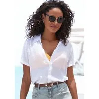 Vivance Kurzarmbluse mit Hemdkragen und Knopfleiste, Hemdbluse, Strandmode