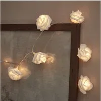 Lights4fun LED-Lichterkette 20er LED Rosen Lichterkette warmweiß batteriebetrieben