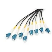 Glasfaser Universal Breakout Kabel, Duplex, LC/UPC Stecker, Singlemode OS2 schwarz, 100 Meter, vorkonfektioniert