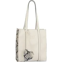 Gabor Shopper Elfie Luxe (Set, faltbare Einkaufstasche aus Nylon), schwarz genarbtes Lederimitat und Leopardenoptik mit Pouch-Anhänger