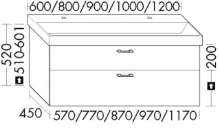 Burgbad WTU zu Ker. WT Sys30 PG1 Aqua 520x770x450 Eiche Dekor Silber, WYMY077F6319 WYMY077F6319