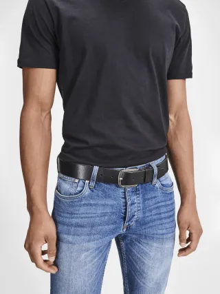 JACK&JONES - JACPAUL LEATHER BELT NOOS Black - Gr. - 90