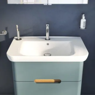 VitrA Sento Waschtisch 5947B003-0001 78 x 48,5 cm, weiß hochglanz, mit Überlauf, Hahnloch mittig