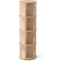 GarveeMore Bücherregal 360 Grad drehendes Bücherregal massives Holz stehendes Regalboden