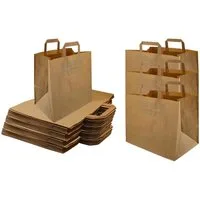 Lauroo Tragetasche Papiertragetasche, 32+16 x 27 cm Braun- 250 Stück (250-tlg)