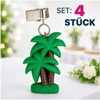 Koopman Tischtuchklammer 2 Motive Palme Tischdecke 4er Set, (Set, 4-tlg., Packung), Dunkelgrün, Tischdeckengewicht, Polystone, 5,5x4x1cm