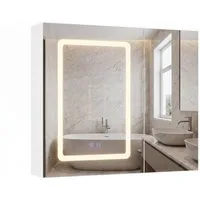 Furnishings Home Badezimmerspiegelschrank Badezimmerschrank Wandschrank Spiegelschrank mit LED-Beleuchtung (1-St., Spiegelbeleuchtung mit drei einstellbaren Farben) Ausgestattet mit drei Spiegeln und Antibeschlagfunktion