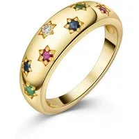 Firetti Fingerring Schmuck Geschenk Silber 925 Damenring Ring Blumen, mit Rubin, Saphir, Smaragd, Weißtopas