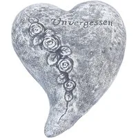 Stone and Style Gartenfigur Frostfester Grabschmuck Herz Unvergessen gross