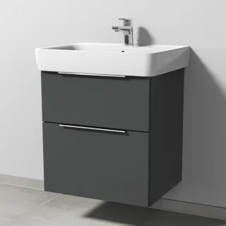 Sanipa 3way Waschtischunterbau zu Geberit Renova Plan Waschtisch mit 2 Auszügen, Anthrazit-Matt UM87522