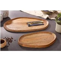 riess-ambiente Dekotablett AMAZONAS 56cm braun - Mango-Massivholz, Unikate, Handarbeit, natural (Set, 2 St), Rundes Ablage-Set - ideal für Wohn- und Esszimmer im Urban Jungle Stil