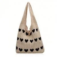 FOUORTUNATE-BEE Schultertasche Gestrickte Schultertasche Gehäkelte Tasche Damen Gestrickte Tasche (Leichte Strick-Tote Tasche Umhängetasche)