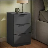 Vicco Nachtschrank Fino, Schwarz Hochglanz, 37.6 x 61.8 cm mit 3 Schubladen (1-St)