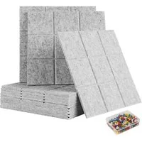 relaxdays Pinnwand 12x selbstklebende Filzpinnwand Quadrate, (12-tlg), grau