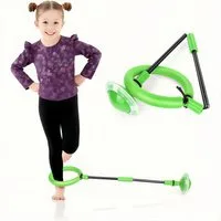 POPOLIC Lernspielzeug Swing Wheel mit Lichtrad, Springring Fußkreisel Kinder (Blinkender Springring, Faltbarer Blinkender Sprungball, Geschenke für Mädchen 3+ Jahre), Fettverbrennungsspiel für Erwachsene und Kinder(Grün/1PCS)