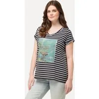 Ulla Popken T-Shirt Shirt Ringel Schildkröte Rundhals Halbarm