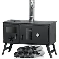 CampFeuer Feuerstelle Zeltofen, 58,5 x 28,5 x 232 cm, Zeltheizung, Holzofen für Camping, (1-St), Backfach mit Thermometer