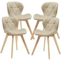 en.casa Esszimmerstuhl, »Älmhult« 4er Set Stuhl 78x47x52 cm Kunstleder Beige