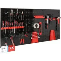Arebos Lochwand Werkzeugwand dreiteilig, 34-teiliges Hakenset Rot / Blau, 6 Stk., (Set, 34-tlg)