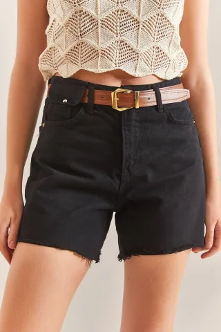 Gürtel-Jeansshorts