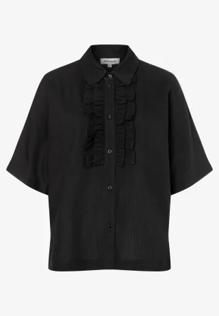 MORE & MORE - Bluse mit Rüschen schwarz - Gr. - 42