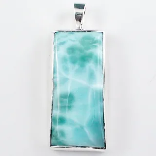 935 Silber Anhänger mit 21,46 ct. Larimar – Handgefertigter Silberanhänger mit karibischem Larimar