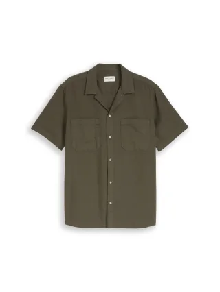 Tom Tailor - Regular Fit Resort Hemd mit Waffelstruktur deep leaf green - Gr. - L