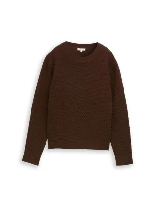 Tom Tailor - Strickpullover mit Rundhalsausschnitt braun - Gr. - S
