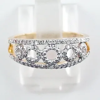 14k Gelbgold-Ring mit 100 Diamanten – Elegantes Openwork-Design mit 0,271 ct Brillanten
