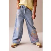 Next Weite Jeans SmileyWorld® Jeans mit weitem Bein und Print (1-tlg)