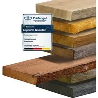 tømmermann Wandregal Schweberegal Holzregal mit Baumkante - Hängeregal aus Massivholz Eiche, Komplett-Set