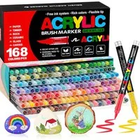 AKKEE Lackmarker Acrylstifte Set Farben wasserfest leuchtende, Marker, (168-tlg), für Papier Steine Glas Holz DIY Medium