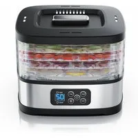 Arendo Dörrautomat mit Temperaturregler, Dörrgerät, 5 Etagen, 35-70°C, kompakt 240 W, Timer 1-72h, je Fach 2 Höhen, BPA-frei, Dehydrator, 5 Einlegefächer