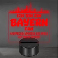 Lieblingsmensch LED Nachtlicht Fußball - Ich bin ein Bayern Fan - Ansprechen auf eigene Gefahr, LED fest integriert, Farbwechsel oder feste Farbe mit Fernbedienung & Touch, Man Cave Stimmungslicht – 19x23cm