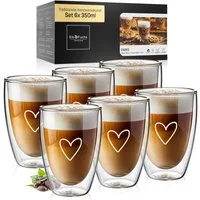 ElbFuchs Latte-Macchiato-Glas Paris, 350 ml, Borosilikatglas, 6-tlg., Doppelwandiger Thermoeffekt