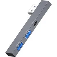 Bolwins H80 3-Port USB Hub 3.0/2.0+ Typ-C Splitter für Laptop PC Notebook 3IN1 Computer-Adapter USB-A Stecker zu USB-A Buchse, USB-C Buchse, 0 cm, ultraflach, leicht, langlebig, wärmeableitend, tragbar
