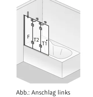 HSK Aperto Badewannenaufsatz pendelbar, 3-teilig 2807xxx