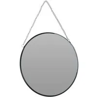Meinposten Dekospiegel Kleiner Spiegel rund Wandspiegel Dekospiegel anthrazit Ø 20 cm (1-St), mit dekorativer Aufhängekette