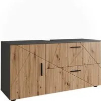 Vicco Waschbeckenunterschrank Irma, Anthrazit/Goldkraft Eiche, 120.1 x 60.6 cm mit 2 Schubladen u... (1-St)